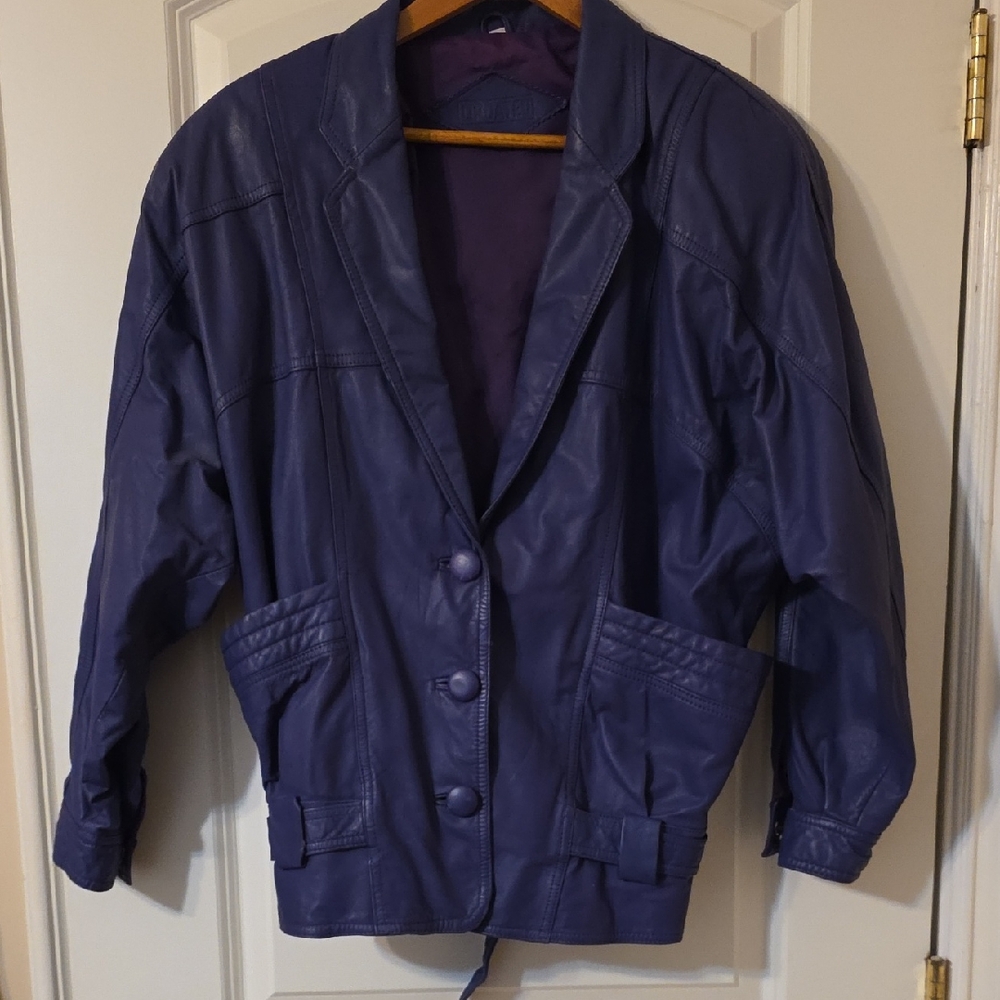 Y2k Vintage Purple Rain Era Leather Jacket Statement Belted S